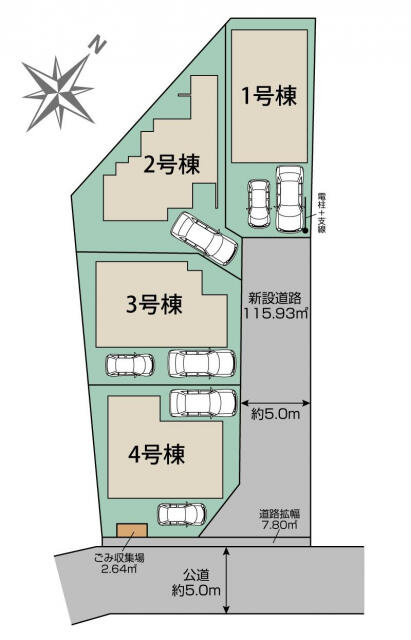 ブルーミングガーデン　松戸市上本郷４棟／１期４号棟の区画図|松戸市上本郷4区画区画図