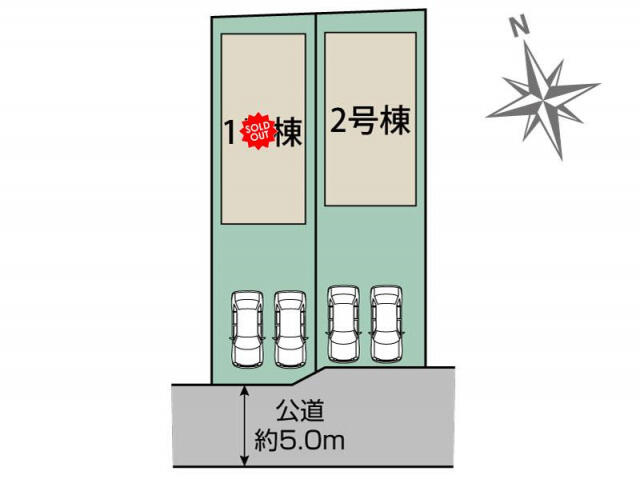 ブルーミングガーデン　鎌ケ谷市北中沢３丁目２棟／１期２号棟の区画図|鎌ケ谷市北中沢3丁目2棟区画図
