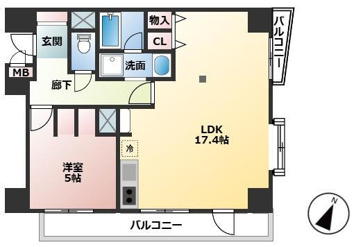 ライオンズマンション鴻巣駅東。『鴻巣駅』東口2分の4階のお部屋の間取り|LDKは元々居室が2部屋とダイニングキッチンが1部屋でしたが、壁をなくして、広々としています。