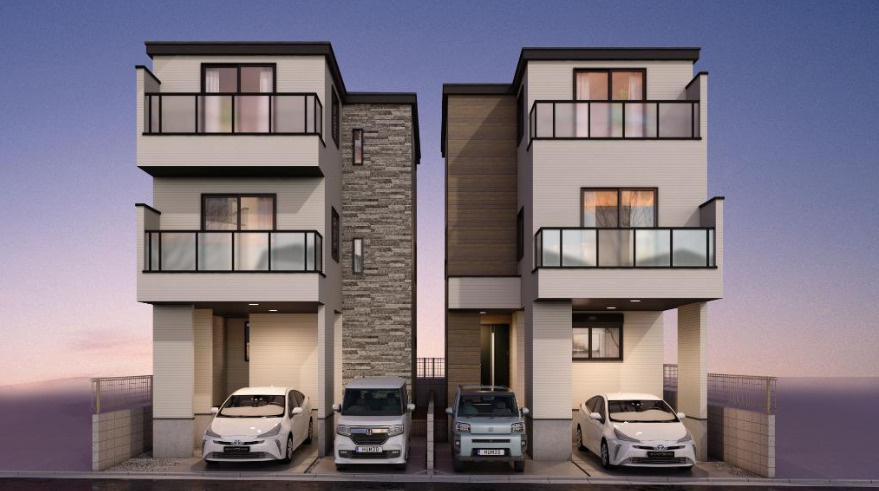 江戸川区平井７丁目の新築戸建の外観パース|～外観完成予想パース～