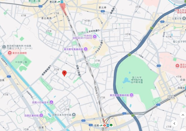 ★仲介手数料無料★ファミールグラン恵比寿（角住戸、JR目黒、恵比寿駅の２駅利用可能で都心へのアクセス良好）の地図