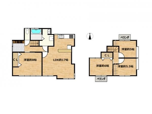 【間取り】 | 福岡市南区老司５丁目 戸建て | リビングも居室もゆったりとした間取りの4LDKは大家族でも安心の広さです