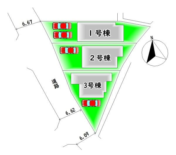 【区画図】 | 全3棟・カースペース1～2台分♪