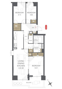 【間取り】ヒルズ南戸塚プリメゾン１号棟 