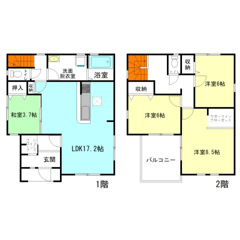 【間取り】 | リーブルガーデン.S前橋市下細井町第4ー① | 家族と自然に顔合わせできるリビングアクセス階段！