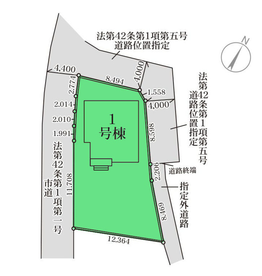 【区画図】 | リーブルガーデン.S前橋市下細井町第4ー① | 開放的な三方角地！