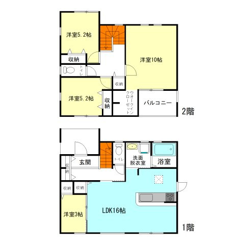 【間取り】 | リーブルガーデン.S安中市板鼻ー② | モダンな全居室洋室仕様！
水回りを最短距離で結んだラクラク家事同線！