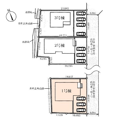 【区画図】 | 加須市日出安　新築戸建　全3棟　１号棟