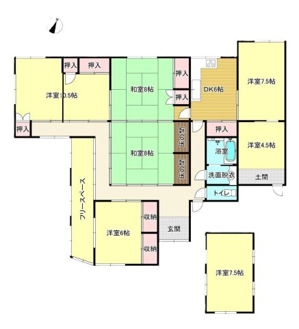 綾部市７DK戸建て賃貸の間取り