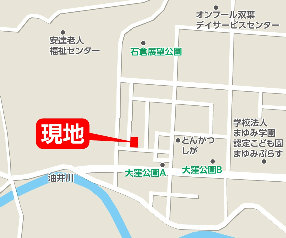 二本松市油井字大窪　　　  ２号棟　　油井小学校、安達中学区　のその他|案内図