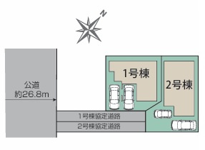 浜甲子園2丁目新築戸建　1号棟の区画図