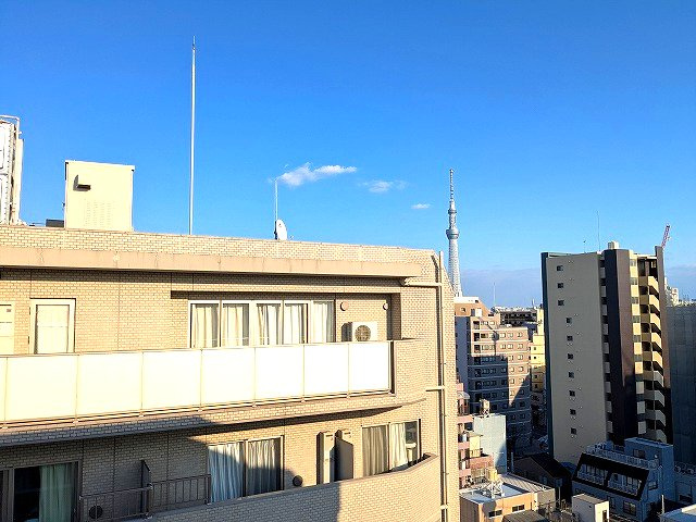 Vスタイル入谷の設備|12F、5.6帖洋室上層階のバルコニーからはスカイツリー見えます
