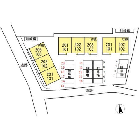 セレスティンワール B棟の区画図