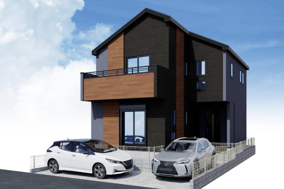 越谷市神明町2丁目　新築戸建の外観パース