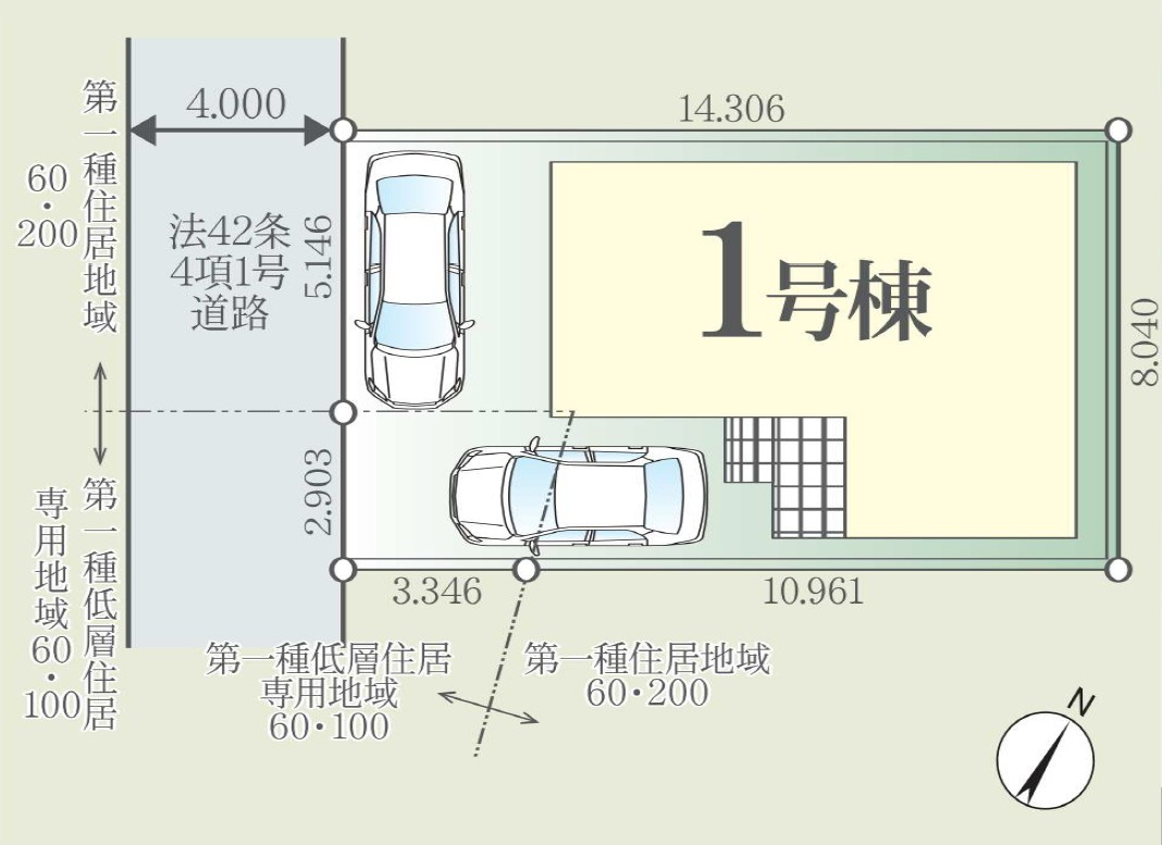 越谷市神明町2丁目　新築戸建の区画図