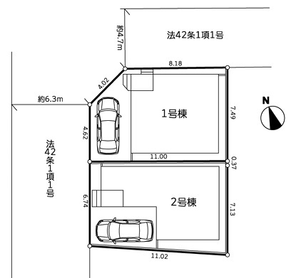 ◎茅ヶ崎市萩園　新築戸建　1号棟の区画図|区画図☆