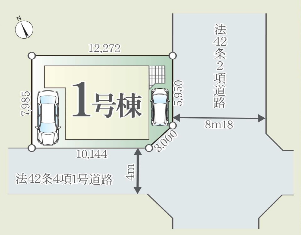 越谷市赤山町3丁目　新築戸建の区画図