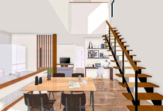 川崎市多摩区南生田2丁目　新築戸建ての完成予想図|◆ご家族の会話がはずむ、開放的なＬＤＫです。休日はお陽さまの光をたっぷりととりこめるぽかぽかリビングで過ごしませんか？