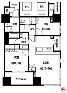 【間取り】 | ザ・パークハウス大阪梅田タワー | 【間取り】LDK約15帖以上！高層階、角部屋につき通風採光良好！
