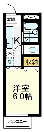 【間取り】 | アベニュー国立 | アベニュー国立、1K