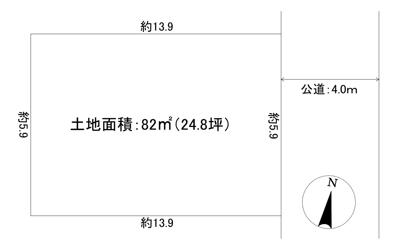 三郷市　新和4丁目　売地の土地図|土地図です（概略図につき、現況を優先いたします）