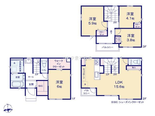 《仲介手数料無料》南区根岸３丁目5-2新築一戸建ての間取り