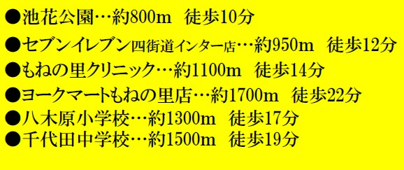 四街道市池花１丁目の周辺