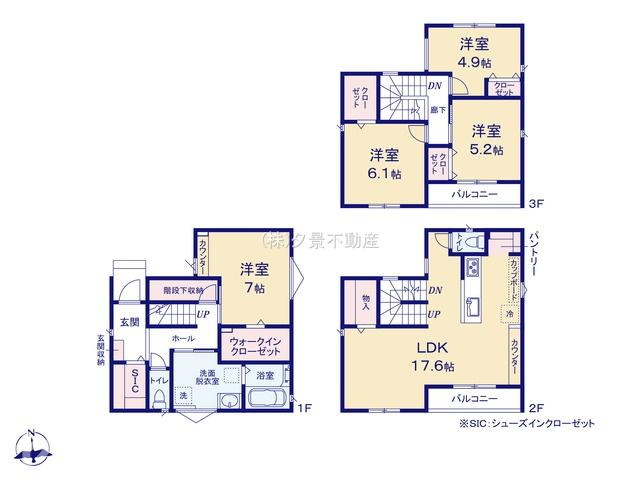 《仲介手数料無料》南区根岸３丁目5-2新築一戸建ての間取り