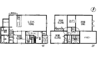 【間取り】 | 廿日市市新宮1丁目（全2区画）No１ | 18帖リビング+和室☆2階3室☆ファミリータイプ4LDK☆クローゼット☆ウォークインクローゼット☆シューズインクローゼット