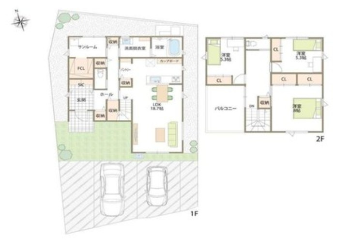 【中古戸建】高崎市上中居町の間取り|■間取り図｜敷地面積：178.53（約54坪）　建物面積：117.58（約35.56坪）
