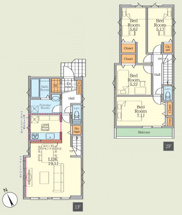 さいたま市西区宮前町　1期　新築一戸建て　FIT-A　02の間取り|【全3棟・2号棟】さいたま市西区宮前町　1期　新築一戸建て　FIT-A　02・4LDK・土地面積100.37m2・建物面積105.82m2