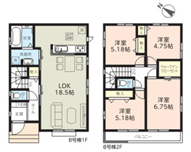 【間取り】 | 千葉市稲毛区宮野木町　新築分譲住宅B号棟 | 千葉市稲毛区宮野木町　B号棟　４LDK