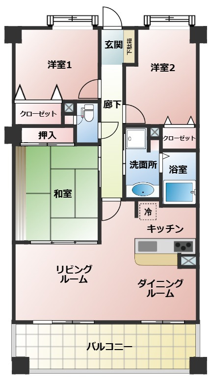 コアマンションネクステージ北の丸３階の間取り