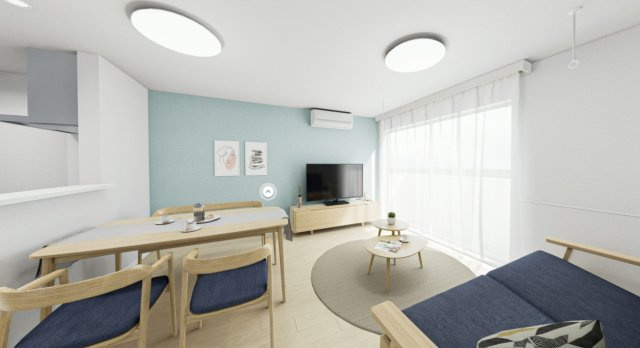 仮称　船橋２丁目メゾンの居間・リビング|イメージパースなので実際とは異なります