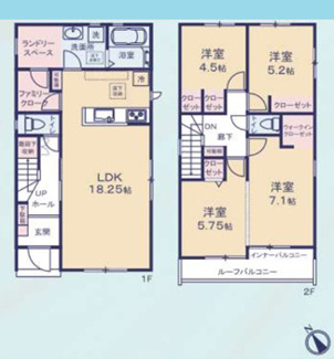 【間取り】 | 千葉市若葉区都賀一丁目　新築分譲住宅２号棟 | 千葉市若葉区都賀１丁目　２号棟　４LDK