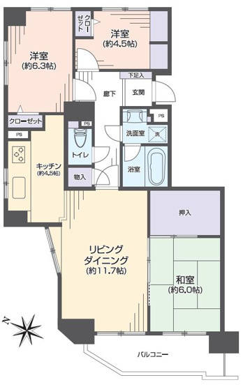 【間取り】 | コープ野村月寒西