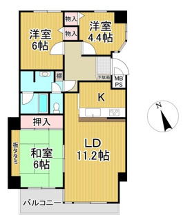 【間取り】 | ライオンズマンション川西萩原　6階