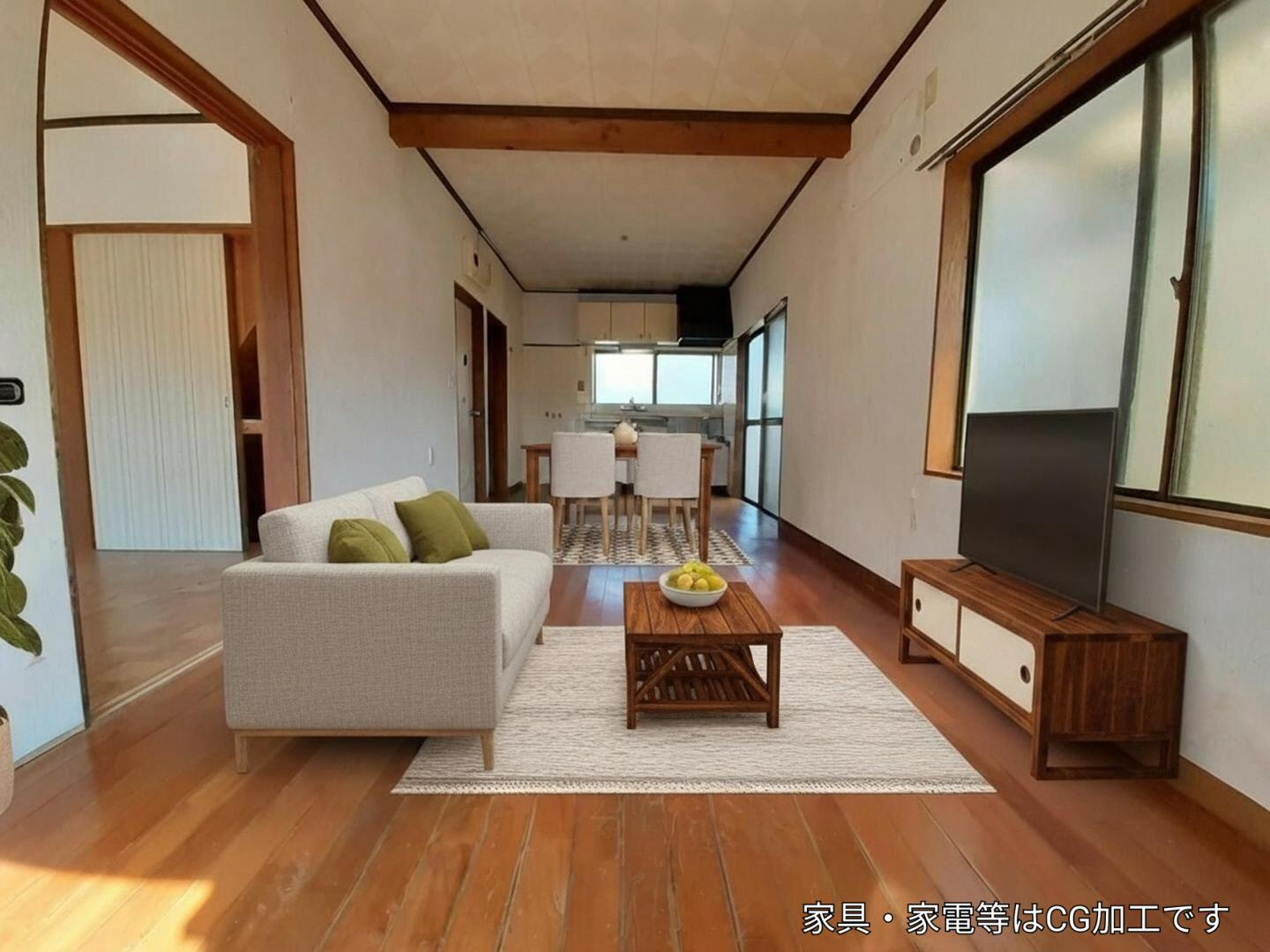 宇城市松橋町松橋の中古一戸建の居間・リビング|1F　LDK12帖(AI家具)