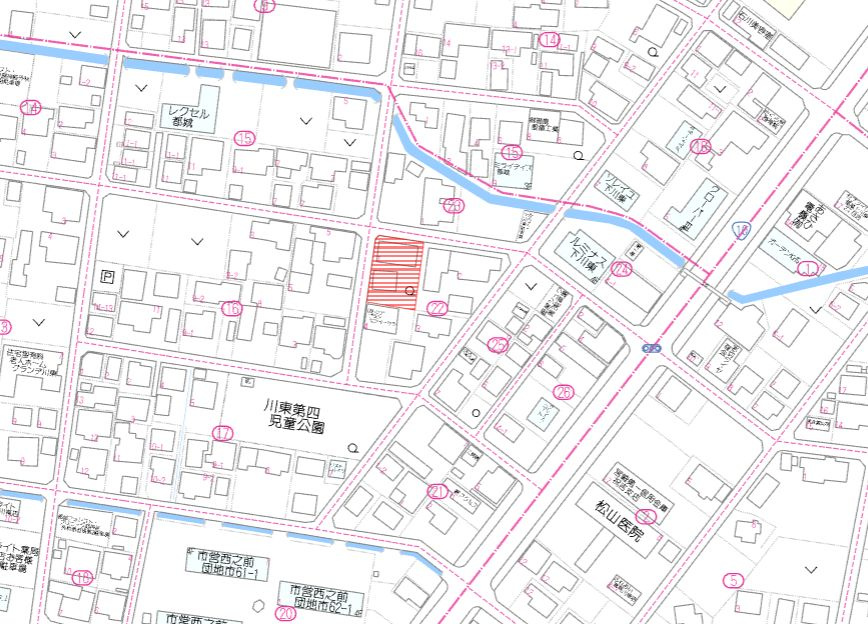 都城市下川東２丁目の売地の土地図