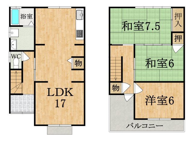 神殿戸建ての間取り