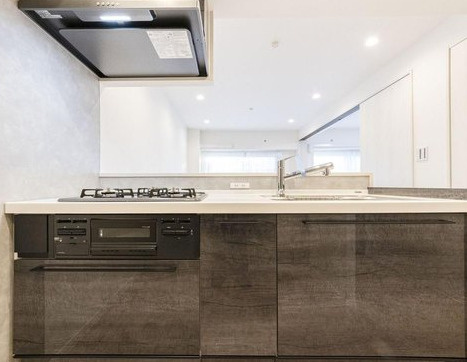 ドルフ青葉台のキッチン|浄水器内蔵シャワー混合水栓付きの対面式キッチンです。
