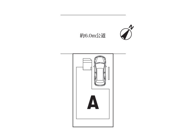 【区画図】 | 川越市清水町　新築一戸建住宅　全1棟　(ふじみ野店) | 幅員6ｍ公道に面しており駐車もラクラク。※図面を基に作成しています。現況と異なる場合は現況を優先いたします。