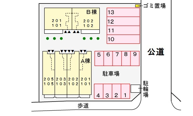 ヴィラ プロムナード Aの区画図