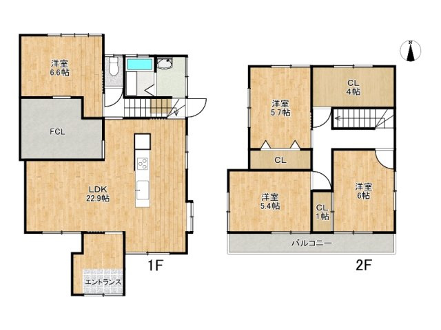 姫路市広畑区蒲田５丁目/中古戸建の間取り