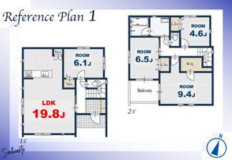 【土地図＋建物プラン例】 | 越谷市大房条件なし土地