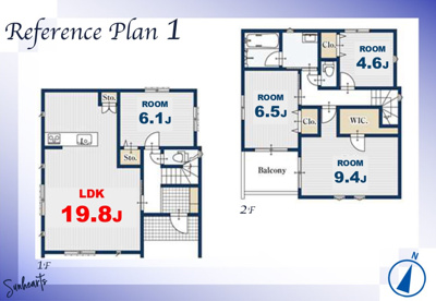 【土地図＋建物プラン例】 | 越谷市大房条件なし土地