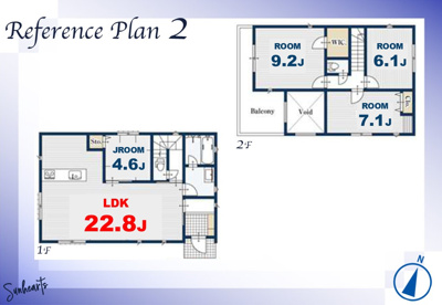 【土地図＋建物プラン例】 | 越谷市大房条件なし土地