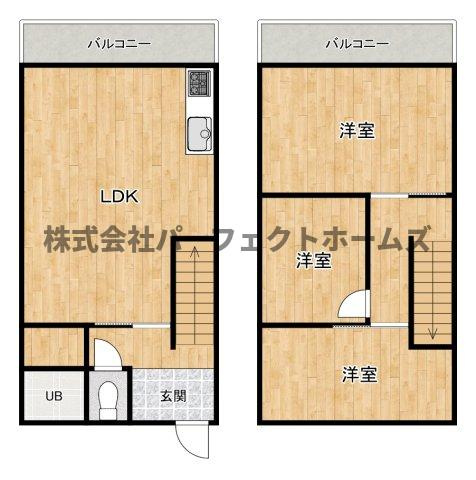 国松町戸建　賃貸の間取り