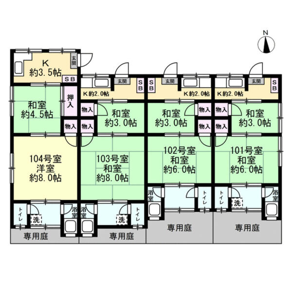 みゆき荘の区画図|1階