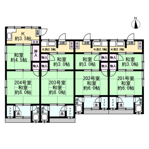 みゆき荘の区画図|2階